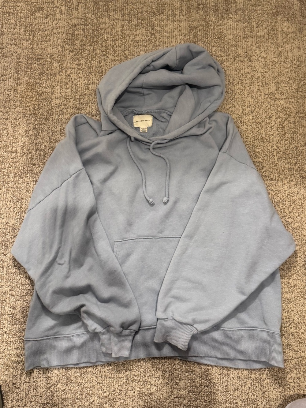 American Eagle Light Blue Pullover Hoodie Sweatshirt